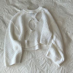 white crotchet sweater